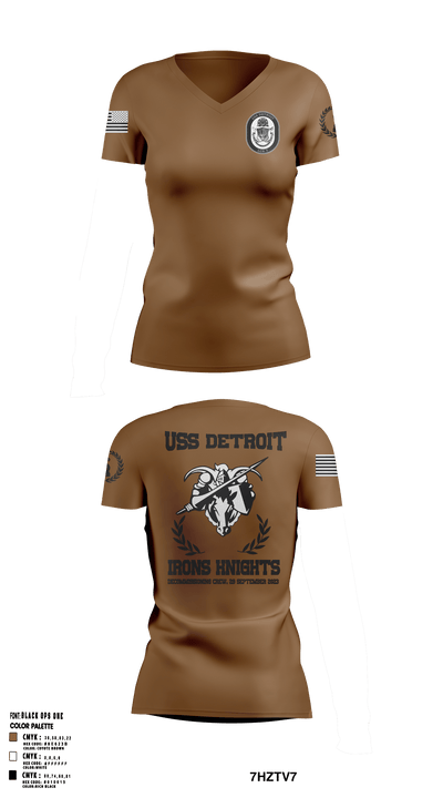 USS Detroit 43379409 Women's Short Sleeve V-neck Shirt - 49