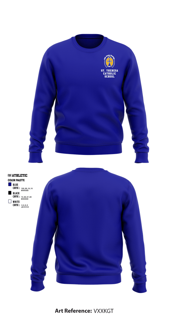 Crew Neck Sweatshirt, St. Theresa Catholic School, Spirit Store, Teamtime, Team time, sublimation, custom sports apparel, team uniforms, spirit wear, spiritwear, sports uniforms, custom shirts, team store, custom team store, fundraiser sports, apparel fundraiser