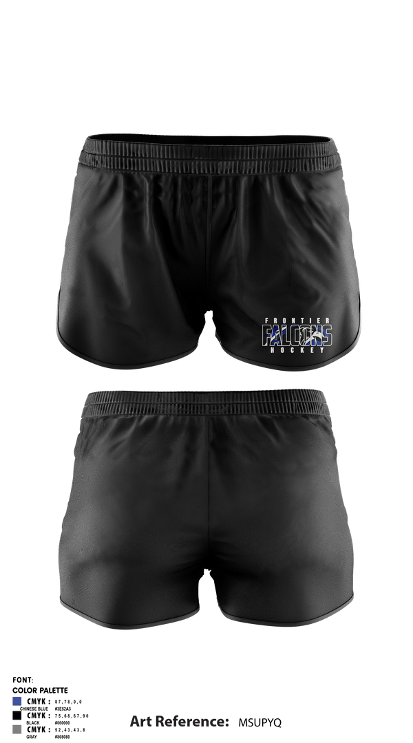 Women's Shorts, Frontier Central Hockey, Hockey, Teamtime, Team time, sublimation, custom sports apparel, team uniforms, spirit wear, spiritwear, sports uniforms, custom shirts, team store, custom team store, fundraiser sports, apparel fundraiser