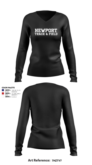 Women's Long Sleeve Vneck Shirt, Newport High School Track & Field, Track & Field, Teamtime, Team time, sublimation, custom sports apparel, team uniforms, spirit wear, spiritwear, sports uniforms, custom shirts, team store, custom team store, fundraiser sports, apparel fundraiser