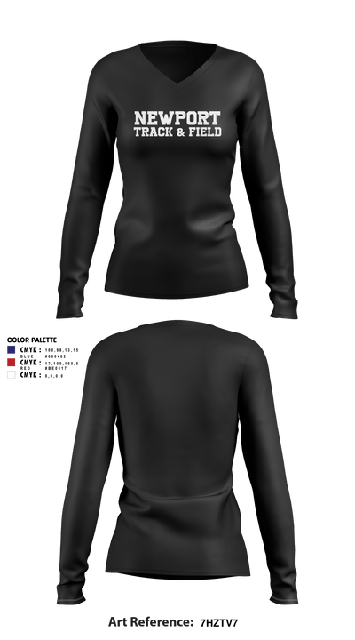 Newport High School Track & Field 49757231 Women's Long Sleeve V-neck Shirt - 4