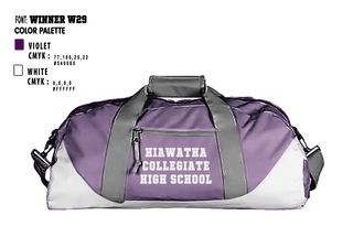 Duffle Bag, Hiawatha Collegiate High School, Spirit Store, Teamtime, Team time, sublimation, custom sports apparel, team uniforms, spirit wear, spiritwear, sports uniforms, custom shirts, team store, custom team store, fundraiser sports, apparel fundraiser