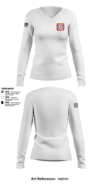 Marion Fire Rescue 14019753 Women's Long Sleeve V-neck Shirt - 2