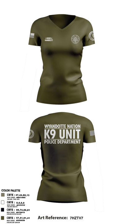 K9 Unit 27578074 Women's Short Sleeve V-neck Shirt - 10
