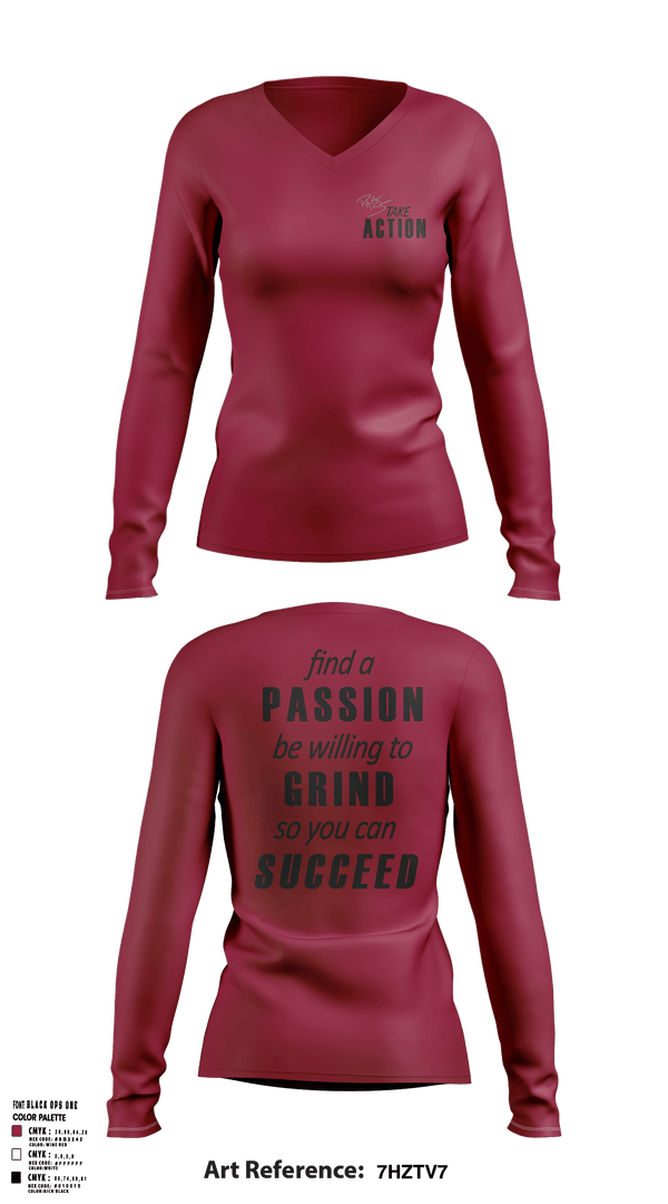 Women's Long Sleeve Vneck Shirt, Take Action, Spirit Store, Teamtime, Team time, sublimation, custom sports apparel, team uniforms, spirit wear, spiritwear, sports uniforms, custom shirts, team store, custom team store, fundraiser sports, apparel fundraiser