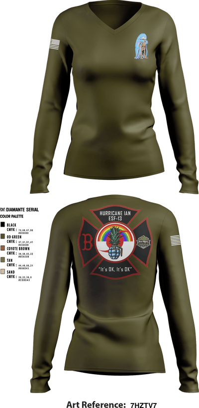 DDT 20743334 Women's Long Sleeve V-neck Shirt - 2