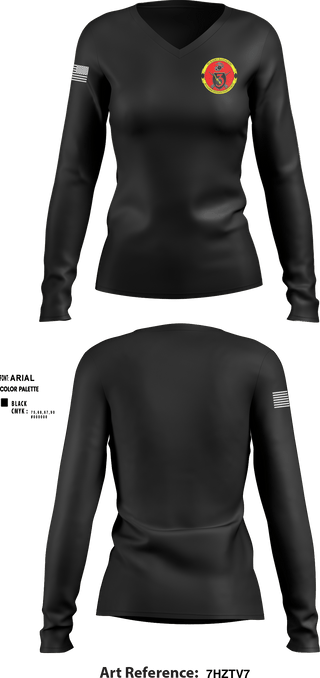 Women's Long Sleeve Vneck Shirt, 3rd Radio Battalion, Marines, Teamtime, Team time, sublimation, custom sports apparel, team uniforms, spirit wear, spiritwear, sports uniforms, custom shirts, team store, custom team store, fundraiser sports, apparel fundraiser