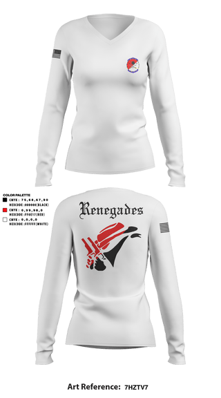 Women's Long Sleeve Vneck Shirt, Renegades, Army, Teamtime, Team time, sublimation, custom sports apparel, team uniforms, spirit wear, spiritwear, sports uniforms, custom shirts, team store, custom team store, fundraiser sports, apparel fundraiser