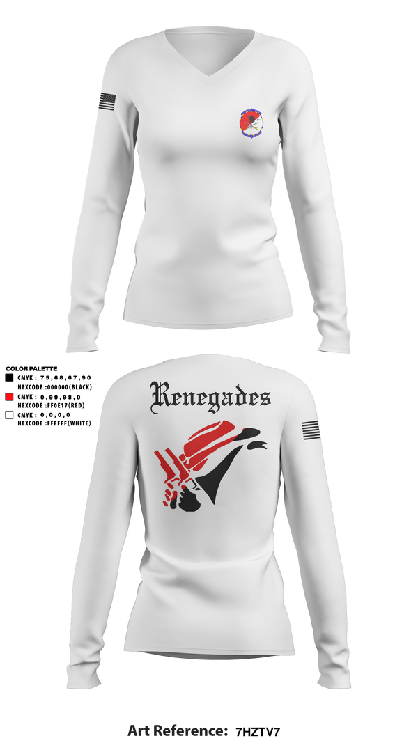 Women's Long Sleeve Vneck Shirt, Renegades, Army, Teamtime, Team time, sublimation, custom sports apparel, team uniforms, spirit wear, spiritwear, sports uniforms, custom shirts, team store, custom team store, fundraiser sports, apparel fundraiser