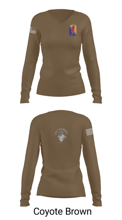 C Co. 1-160 Infantry 40456351 Women's Long Sleeve V-neck Shirt - 37