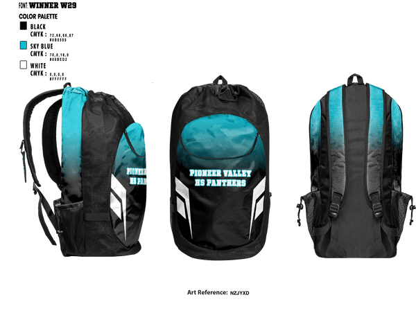 Gear Bag, Pioneer Valley HS Panthers, Women's Basketball, Teamtime, Team time, sublimation, custom sports apparel, team uniforms, spirit wear, spiritwear, sports uniforms, custom shirts, team store, custom team store, fundraiser sports, apparel fundraiser
