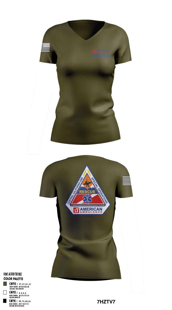 Women's Short Sleeve Vneck Shirt, American Ambulance Rescue, , Teamtime, Team time, sublimation, custom sports apparel, team uniforms, spirit wear, spiritwear, sports uniforms, custom shirts, team store, custom team store, fundraiser sports, apparel fundraiser
