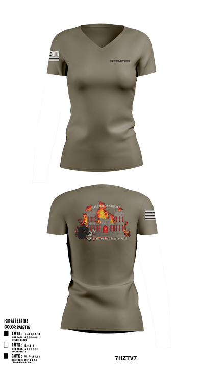 3rd Platoon 81914582 Women's Short Sleeve V-neck Shirt - 50