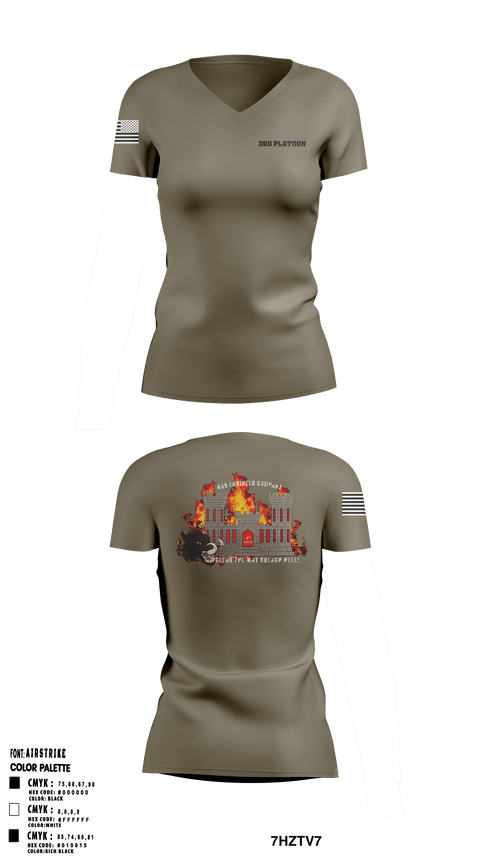Women's Short Sleeve Vneck Shirt, 3rd Platoon, Army, Teamtime, Team time, sublimation, custom sports apparel, team uniforms, spirit wear, spiritwear, sports uniforms, custom shirts, team store, custom team store, fundraiser sports, apparel fundraiser