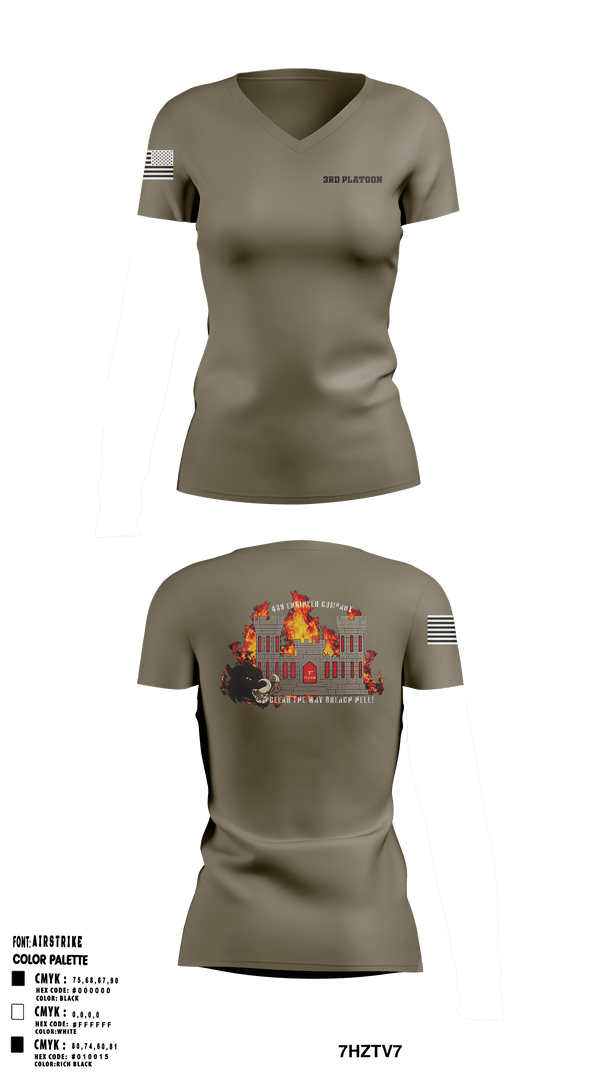 Women's Short Sleeve Vneck Shirt, 3rd Platoon, Army, Teamtime, Team time, sublimation, custom sports apparel, team uniforms, spirit wear, spiritwear, sports uniforms, custom shirts, team store, custom team store, fundraiser sports, apparel fundraiser