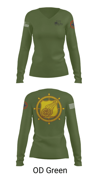 Women's Long Sleeve Vneck Shirt, , Army, Teamtime, Team time, sublimation, custom sports apparel, team uniforms, spirit wear, spiritwear, sports uniforms, custom shirts, team store, custom team store, fundraiser sports, apparel fundraiser