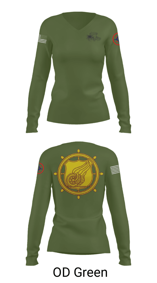 Women's Long Sleeve Vneck Shirt, , Army, Teamtime, Team time, sublimation, custom sports apparel, team uniforms, spirit wear, spiritwear, sports uniforms, custom shirts, team store, custom team store, fundraiser sports, apparel fundraiser