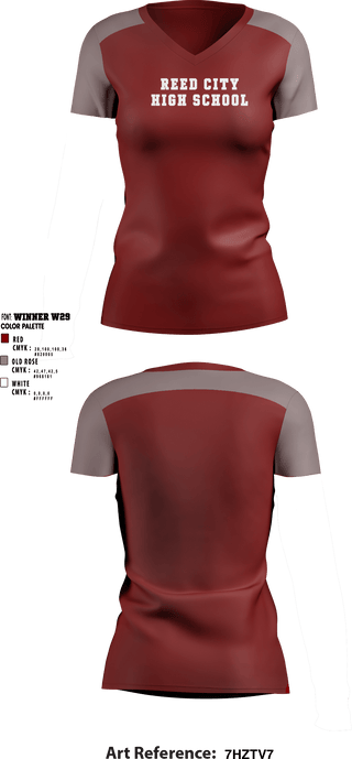 Women's Short Sleeve Vneck Shirt, Reed City High School, Spirit Store, Teamtime, Team time, sublimation, custom sports apparel, team uniforms, spirit wear, spiritwear, sports uniforms, custom shirts, team store, custom team store, fundraiser sports, apparel fundraiser