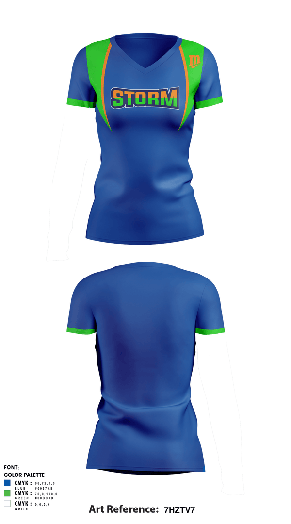 Women's Short Sleeve Vneck Shirt, Storm Track & Field, Track & Field, Teamtime, Team time, sublimation, custom sports apparel, team uniforms, spirit wear, spiritwear, sports uniforms, custom shirts, team store, custom team store, fundraiser sports, apparel fundraiser