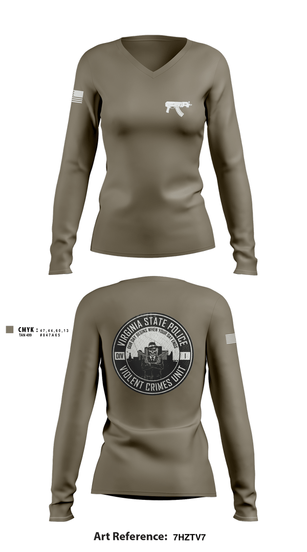 Women's Long Sleeve Vneck Shirt, Violent Crimes Unit, Police, Teamtime, Team time, sublimation, custom sports apparel, team uniforms, spirit wear, spiritwear, sports uniforms, custom shirts, team store, custom team store, fundraiser sports, apparel fundraiser