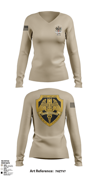 Women's Long Sleeve Vneck Shirt, 566 MCAS, Army, Teamtime, Team time, sublimation, custom sports apparel, team uniforms, spirit wear, spiritwear, sports uniforms, custom shirts, team store, custom team store, fundraiser sports, apparel fundraiser