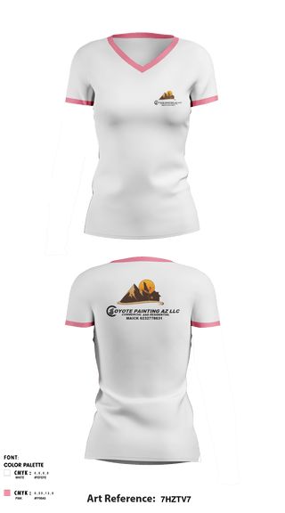Women's Short Sleeve Vneck Shirt, Coyote paintin az llc, , Teamtime, Team time, sublimation, custom sports apparel, team uniforms, spirit wear, spiritwear, sports uniforms, custom shirts, team store, custom team store, fundraiser sports, apparel fundraiser