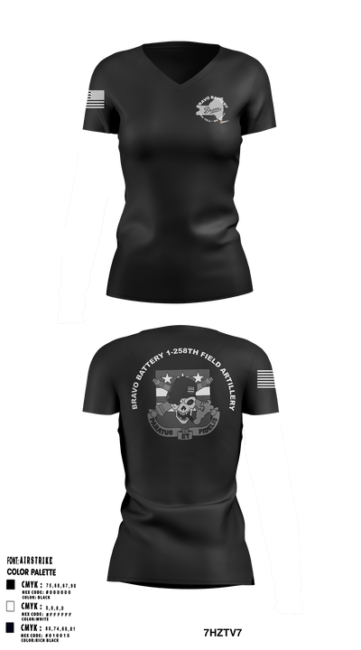 Bravo Battery 1-258 FA 6342308 Women's Short Sleeve V-neck Shirt - 50