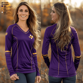 Women's Long Sleeve Vneck Shirt, Wylie Youth Football And Cheer, Football, Teamtime, Team time, sublimation, custom sports apparel, team uniforms, spirit wear, spiritwear, sports uniforms, custom shirts, team store, custom team store, fundraiser sports, apparel fundraiser