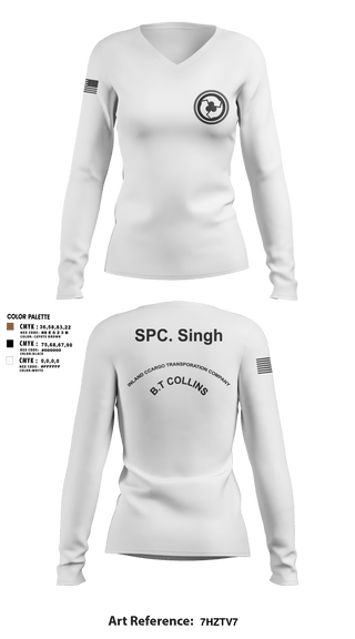 Women's Long Sleeve Vneck Shirt, 227TH ICTC, Army, Teamtime, Team time, sublimation, custom sports apparel, team uniforms, spirit wear, spiritwear, sports uniforms, custom shirts, team store, custom team store, fundraiser sports, apparel fundraiser