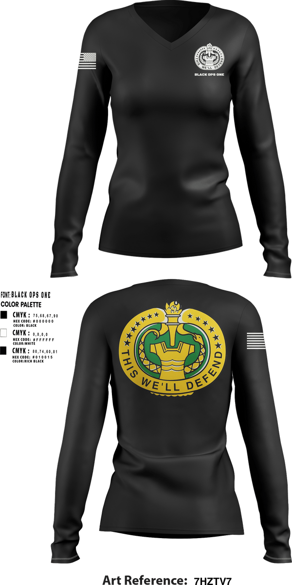 Women's Long Sleeve Vneck Shirt, DET 6 CO F 3 BN 485 REGT, , Teamtime, Team time, sublimation, custom sports apparel, team uniforms, spirit wear, spiritwear, sports uniforms, custom shirts, team store, custom team store, fundraiser sports, apparel fundraiser