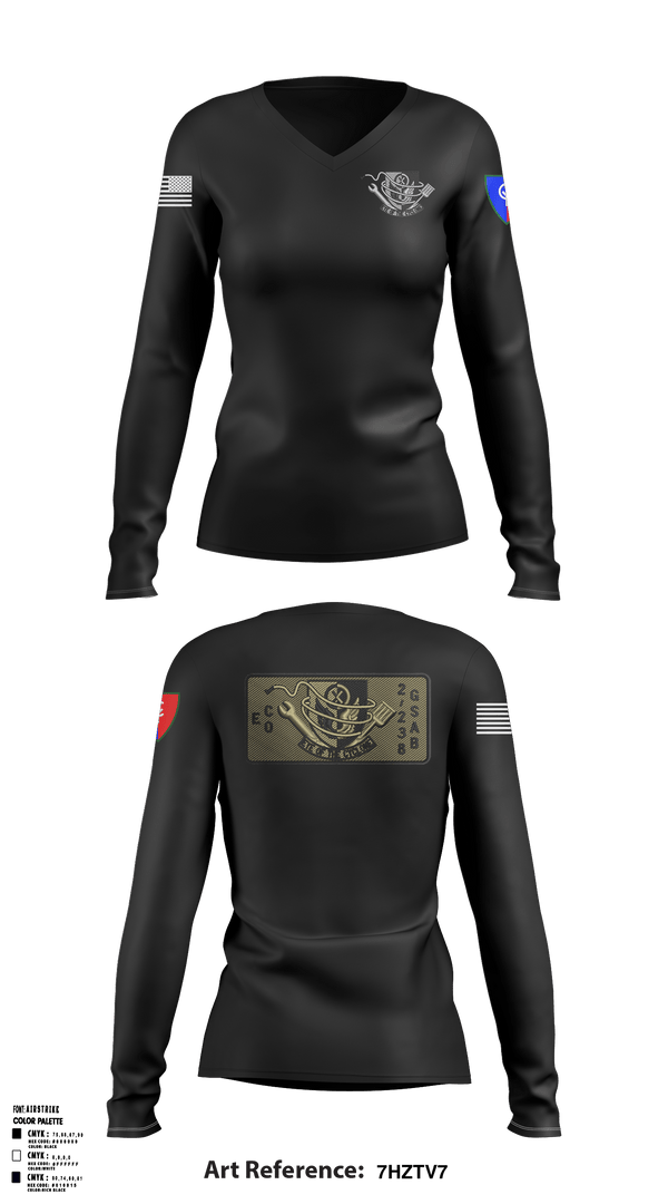 Women's Long Sleeve Vneck Shirt, 1438th CTC, National Guard, Teamtime, Team time, sublimation, custom sports apparel, team uniforms, spirit wear, spiritwear, sports uniforms, custom shirts, team store, custom team store, fundraiser sports, apparel fundraiser