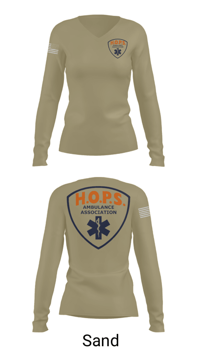 HOPS EMS 88989109 Women's Long Sleeve V-neck Shirt - 42