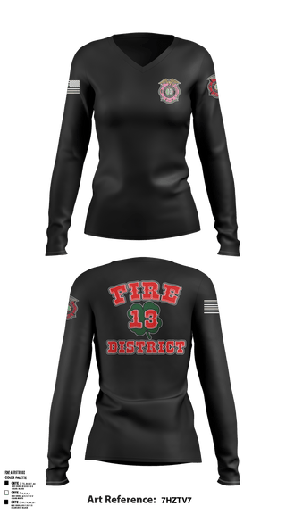 Women's Long Sleeve Vneck Shirt, FD13, Fire Department, Teamtime, Team time, sublimation, custom sports apparel, team uniforms, spirit wear, spiritwear, sports uniforms, custom shirts, team store, custom team store, fundraiser sports, apparel fundraiser