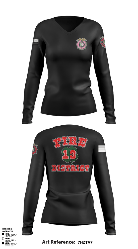Women's Long Sleeve Vneck Shirt, FD13, Fire Department, Teamtime, Team time, sublimation, custom sports apparel, team uniforms, spirit wear, spiritwear, sports uniforms, custom shirts, team store, custom team store, fundraiser sports, apparel fundraiser