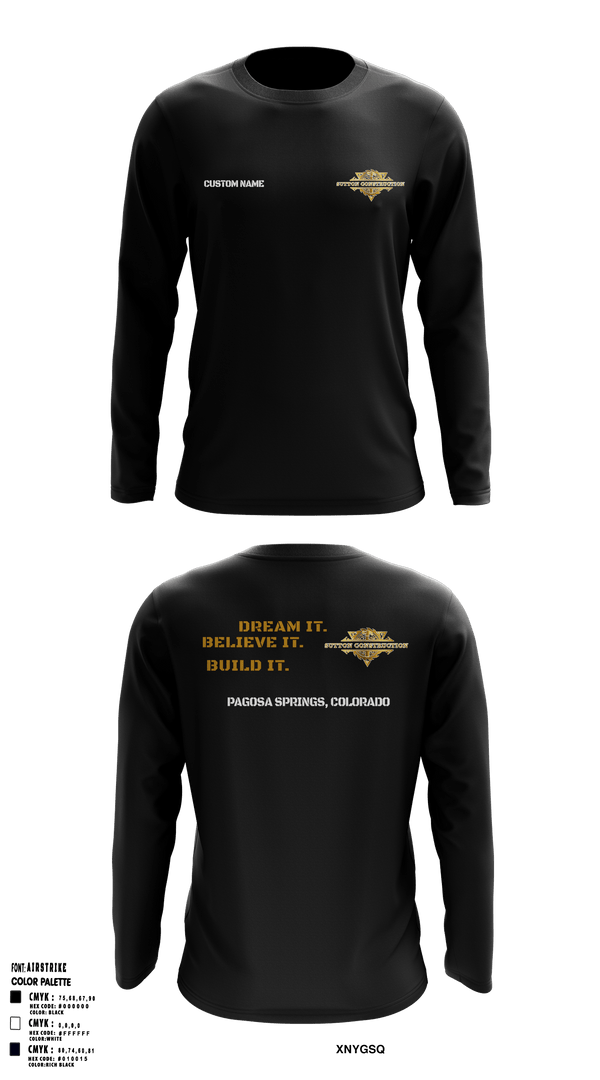 Long Sleeve Performance Shirt, Sutton ConstructionSutton Construction, , Teamtime, Team time, sublimation, custom sports apparel, team uniforms, spirit wear, spiritwear, sports uniforms, custom shirts, team store, custom team store, fundraiser sports, apparel fundraiser