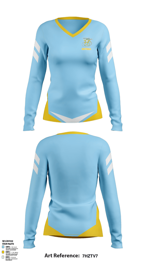 Women's Long Sleeve Vneck Shirt, Heritage High School Softball, Softball, Teamtime, Team time, sublimation, custom sports apparel, team uniforms, spirit wear, spiritwear, sports uniforms, custom shirts, team store, custom team store, fundraiser sports, apparel fundraiser