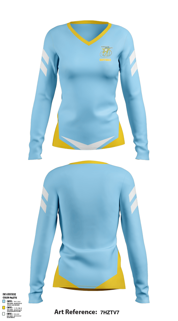 Women's Long Sleeve Vneck Shirt, Heritage High School Softball, Softball, Teamtime, Team time, sublimation, custom sports apparel, team uniforms, spirit wear, spiritwear, sports uniforms, custom shirts, team store, custom team store, fundraiser sports, apparel fundraiser