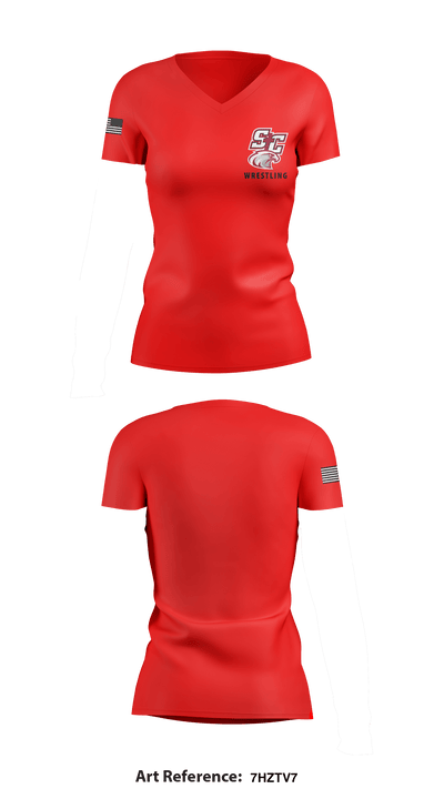 Santiam Christian School Wrestling 60304138 Women's Short Sleeve V-neck Shirt - 7