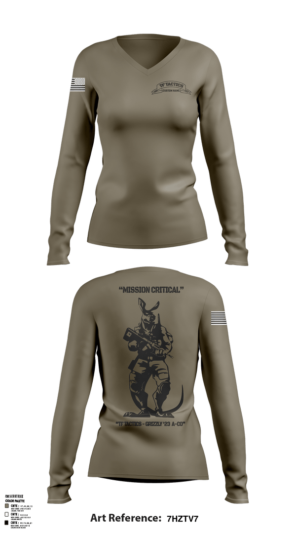 Women's Long Sleeve Vneck Shirt, , Army, Teamtime, Team time, sublimation, custom sports apparel, team uniforms, spirit wear, spiritwear, sports uniforms, custom shirts, team store, custom team store, fundraiser sports, apparel fundraiser