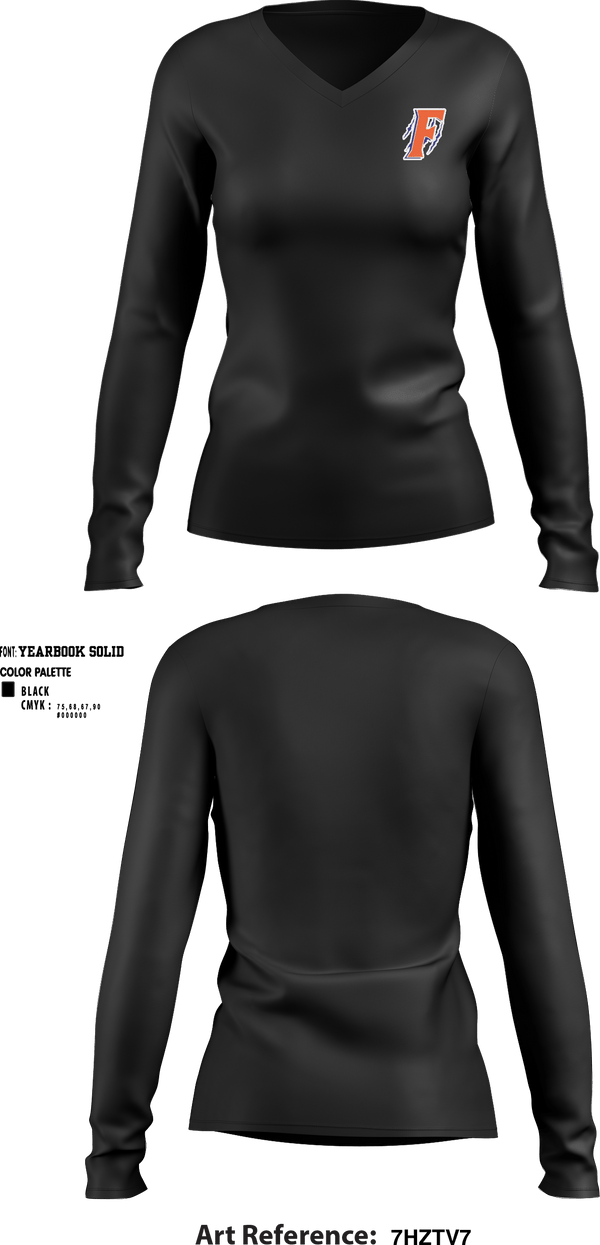 Women's Long Sleeve Vneck Shirt, Floyd Henson Junior High School, Spirit Store, Teamtime, Team time, sublimation, custom sports apparel, team uniforms, spirit wear, spiritwear, sports uniforms, custom shirts, team store, custom team store, fundraiser sports, apparel fundraiser