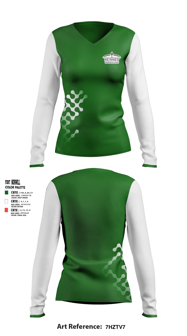 Women's Long Sleeve Vneck Shirt, Sunset Memorial Oaks Funeral Home, , Teamtime, Team time, sublimation, custom sports apparel, team uniforms, spirit wear, spiritwear, sports uniforms, custom shirts, team store, custom team store, fundraiser sports, apparel fundraiser