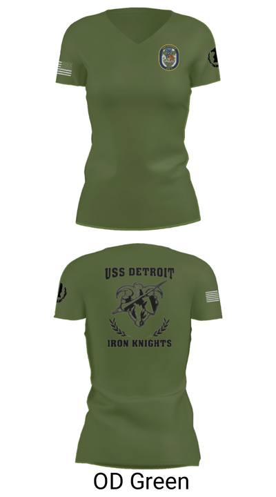 USS Detroit 43379409 Women's Short Sleeve V-neck Shirt - 22
