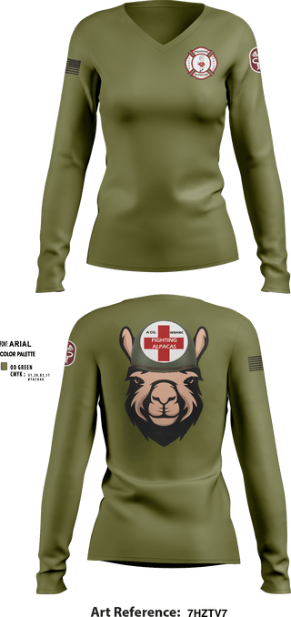 Women's Long Sleeve Vneck Shirt, WBAMCAlpha Company, WBAMC, Softball, Teamtime, Team time, sublimation, custom sports apparel, team uniforms, spirit wear, spiritwear, sports uniforms, custom shirts, team store, custom team store, fundraiser sports, apparel fundraiser
