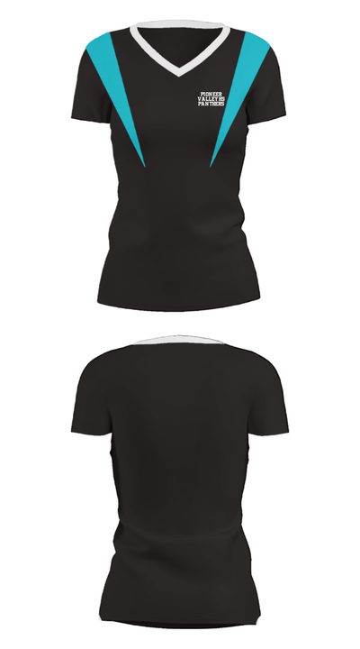 Pioneer Valley HS Panthers 49239487 Women's Short Sleeve V-neck Shirt - 36