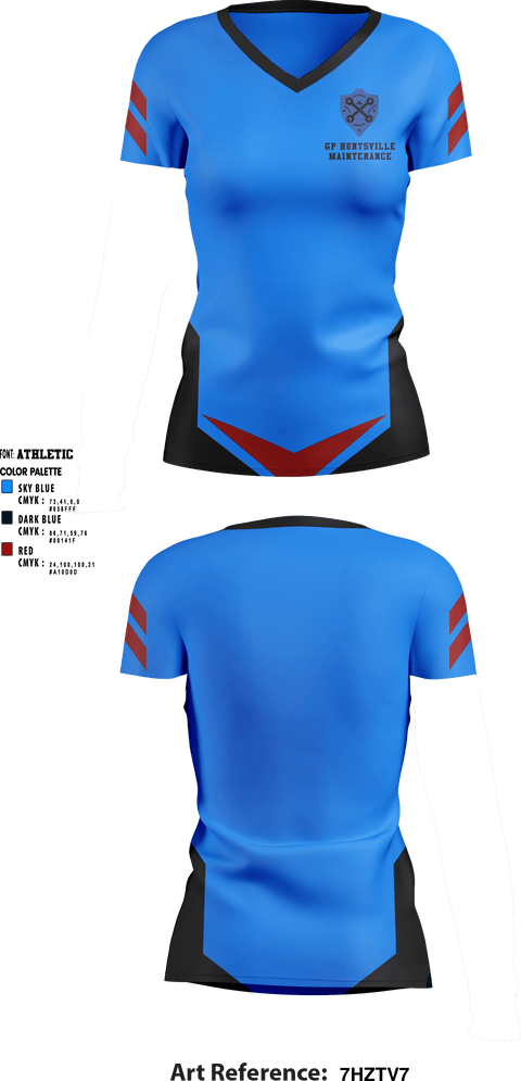 Women's Short Sleeve Vneck Shirt, GP Huntsville MaintenanceGP Huntsville Maintenance, , Teamtime, Team time, sublimation, custom sports apparel, team uniforms, spirit wear, spiritwear, sports uniforms, custom shirts, team store, custom team store, fundraiser sports, apparel fundraiser
