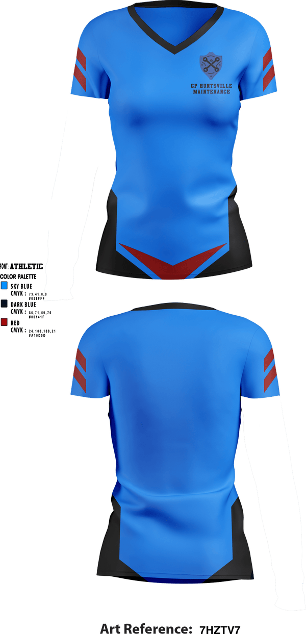 Women's Short Sleeve Vneck Shirt, GP Huntsville MaintenanceGP Huntsville Maintenance, , Teamtime, Team time, sublimation, custom sports apparel, team uniforms, spirit wear, spiritwear, sports uniforms, custom shirts, team store, custom team store, fundraiser sports, apparel fundraiser