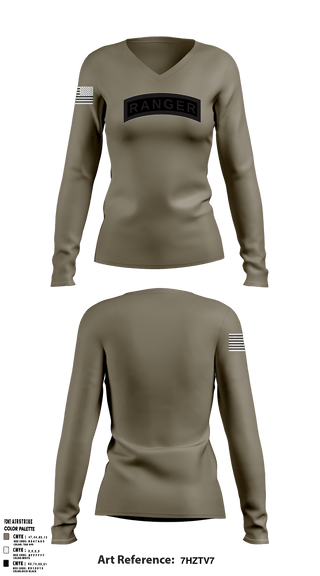 Women's Long Sleeve Vneck Shirt, , Army, Teamtime, Team time, sublimation, custom sports apparel, team uniforms, spirit wear, spiritwear, sports uniforms, custom shirts, team store, custom team store, fundraiser sports, apparel fundraiser