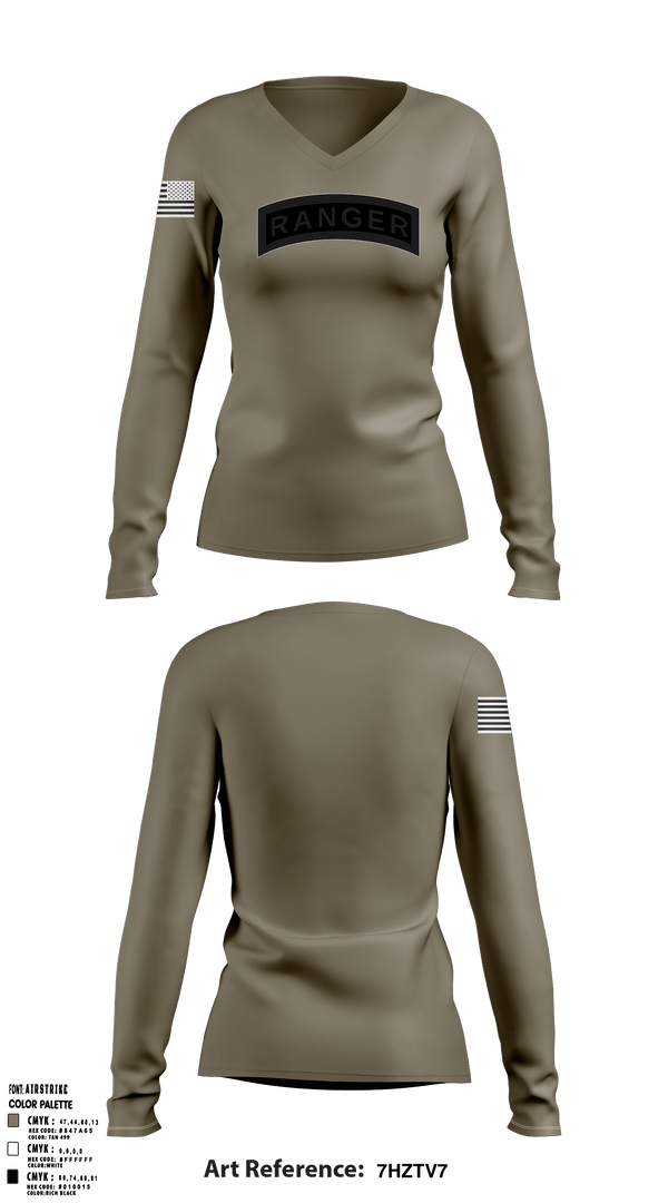Women's Long Sleeve Vneck Shirt, , Army, Teamtime, Team time, sublimation, custom sports apparel, team uniforms, spirit wear, spiritwear, sports uniforms, custom shirts, team store, custom team store, fundraiser sports, apparel fundraiser