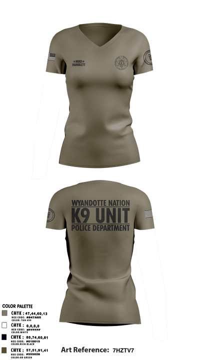 K9 Unit 27578074 Women's Short Sleeve V-neck Shirt - 7