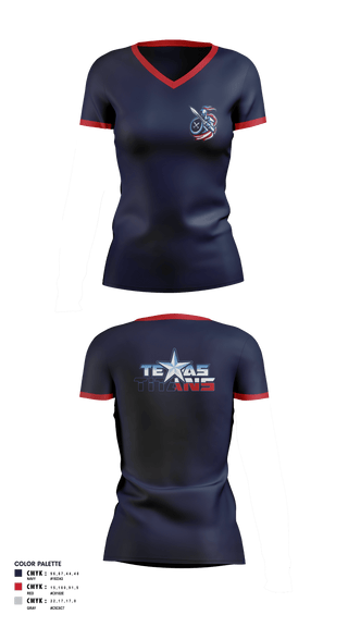 Women's Short Sleeve Vneck Shirt, Texas Titans Youth Football, Football, Teamtime, Team time, sublimation, custom sports apparel, team uniforms, spirit wear, spiritwear, sports uniforms, custom shirts, team store, custom team store, fundraiser sports, apparel fundraiser